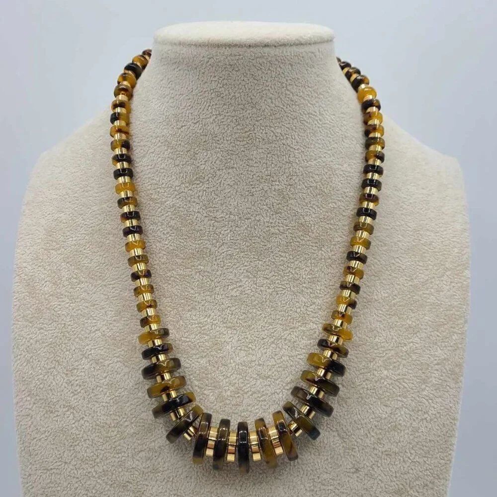 J Crew Tortoise Gold Tone Disk Necklace NEW!  NWOT!
